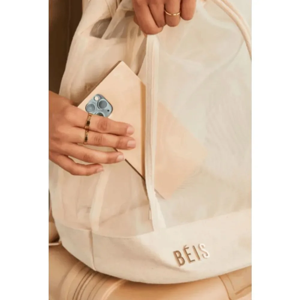 NWT BEIS The High-brid Mesh Backpack in Beige - Picture 9 of 13